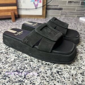 Sam Edelman Wendy Platform Black Slide Sandals Size 38